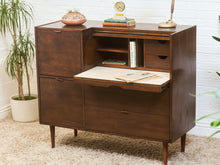 Load image into Gallery viewer, 1960s Mid Century Walnut Roll-Top Secretary Desk by Hooker