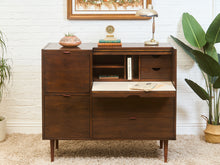 Load image into Gallery viewer, 1960s Mid Century Walnut Roll-Top Secretary Desk by Hooker