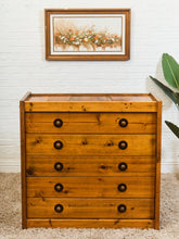 Load image into Gallery viewer, Mid-Century Pinewood Dresser with Black Pulls