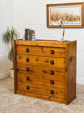 Load image into Gallery viewer, Mid-Century Pinewood Dresser with Black Pulls