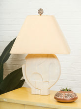 Load image into Gallery viewer, Sculptural Textured Ceramic Lamp with Linen Shade