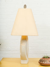 Load image into Gallery viewer, Sculptural Textured Ceramic Lamp with Linen Shade