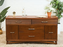Load image into Gallery viewer, Mid-Century Modern Walnut Dresser with slat Detailing