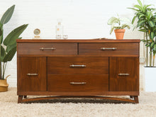 Load image into Gallery viewer, Mid-Century Modern Walnut Dresser with slat Detailing