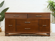 Load image into Gallery viewer, Mid-Century Modern Walnut Dresser with slat Detailing