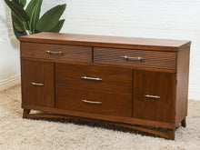 Load image into Gallery viewer, Mid-Century Modern Walnut Dresser with slat Detailing