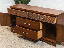 Load image into Gallery viewer, Mid-Century Modern Walnut Dresser with slat Detailing