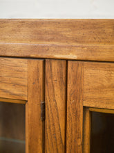 Load image into Gallery viewer, Mid Century Tall Glass Front Display Cabinet in Warm Oak Finish