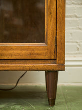 Load image into Gallery viewer, Mid Century Tall Glass Front Display Cabinet in Warm Oak Finish