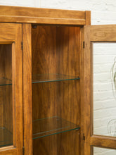 Load image into Gallery viewer, Mid Century Tall Glass Front Display Cabinet in Warm Oak Finish