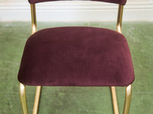 Load image into Gallery viewer, Set of Six Plum Velvet & Brass 70’s Deco Revival Dining Chairs