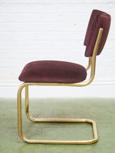 Load image into Gallery viewer, Set of Six Plum Velvet & Brass 70’s Deco Revival Dining Chairs