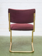 Load image into Gallery viewer, Set of Six Plum Velvet & Brass 70’s Deco Revival Dining Chairs