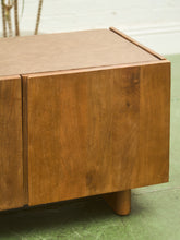 Load image into Gallery viewer, Minimalist Wood Leather Stone Console Cabinet
