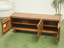 Load image into Gallery viewer, Minimalist Wood Leather Stone Console Cabinet