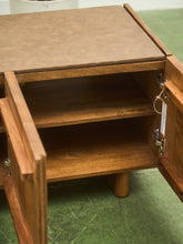 Load image into Gallery viewer, Minimalist Wood Leather Stone Console Cabinet