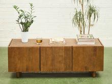 Load image into Gallery viewer, Minimalist Wood Leather Stone Console Cabinet