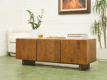 Load image into Gallery viewer, Minimalist Wood Leather Stone Console Cabinet