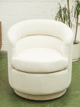 Load image into Gallery viewer, Barrel-Back Swivel Chair in Ivory Textured Bouclé