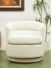 Load image into Gallery viewer, Barrel-Back Swivel Chair in Ivory Textured Bouclé