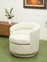 Load image into Gallery viewer, Barrel-Back Swivel Chair in Ivory Textured Bouclé