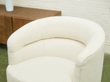 Load image into Gallery viewer, Barrel-Back Swivel Chair in Ivory Textured Bouclé