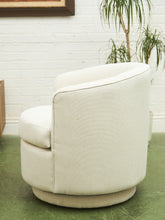 Load image into Gallery viewer, Barrel-Back Swivel Chair in Ivory Textured Bouclé