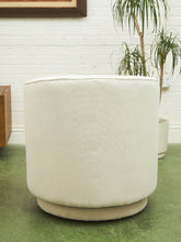 Load image into Gallery viewer, Barrel-Back Swivel Chair in Ivory Textured Bouclé