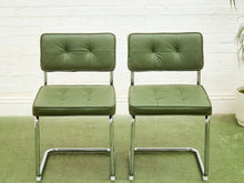 Load image into Gallery viewer, Olive Green Chrome Dining Chair