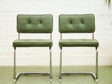 Load image into Gallery viewer, Olive Green Chrome Dining Chair
