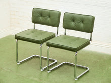 Load image into Gallery viewer, Olive Green Chrome Dining Chair