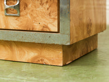 Load image into Gallery viewer, 1970’s Mod Atomic Faux Burlwood Highboy Dresser