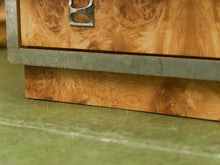 Load image into Gallery viewer, 1970’s Mod Atomic Faux Burlwood Highboy Dresser