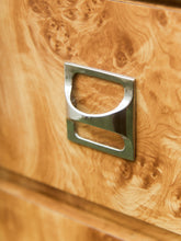 Load image into Gallery viewer, 1970’s Mod Atomic Faux Burlwood Highboy Dresser