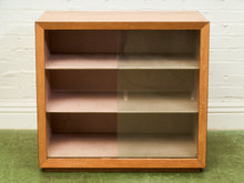 Load image into Gallery viewer, Blonde Small 1950’s Display Cabinet Book Shelf Behind Glass