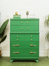 Load image into Gallery viewer, Kelly Green Vintage Highboy Gold Hardware
