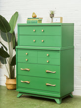 Load image into Gallery viewer, Kelly Green Vintage Highboy Gold Hardware