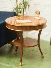 Load image into Gallery viewer, Neoclassical Antique Round Table with Brass Trim