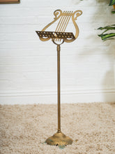 Load image into Gallery viewer, Vintage Brass Music Lectern with Classic Harp Lyre Motif and Ornate Footed Base