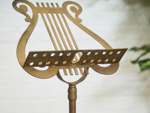 Load image into Gallery viewer, Vintage Brass Music Lectern with Classic Harp Lyre Motif and Ornate Footed Base