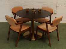 Load image into Gallery viewer, Gold Base Walnut Top Dining Table