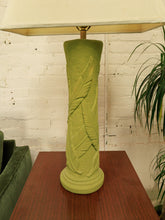 Load image into Gallery viewer, Bamboo Green Ceramic Lamp w/ Rectangle Shade