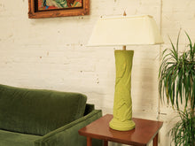 Load image into Gallery viewer, Bamboo Green Ceramic Lamp w/ Rectangle Shade