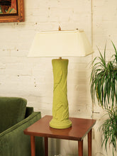 Load image into Gallery viewer, Bamboo Green Ceramic Lamp w/ Rectangle Shade
