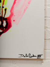 Load image into Gallery viewer, Flamingo Loop Abstract Expressionist Painting in Pink Coral Black and Neon Yellow by Julio De La Concha