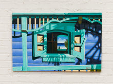 Load image into Gallery viewer, Turquoise Facade Architectural Painting in Blue and Teal