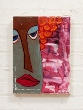 Load image into Gallery viewer, Rouge Gaze Figurative Portrait Painting in Pink Gray and Red by Julio De La Concha