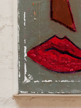 Load image into Gallery viewer, Rouge Gaze Figurative Portrait Painting in Pink Gray and Red by Julio De La Concha