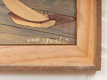 Load image into Gallery viewer, Harbor Inlay Framed Coastal Marquetry Artwork with Sailboat and Lighthouse