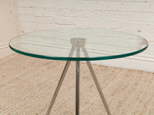 Load image into Gallery viewer, Tripod Round Glass Side Table with Chrome Base